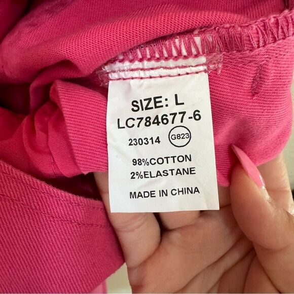 Women’s Large Pink Overalls with Frayed Hems and Wide Legs - Picture 8 of 8